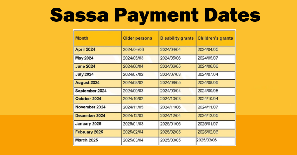 Sassa payment dates